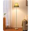 EDISHINE Lampada da Terra Retro per Soggiorno, Paralume in Cotone-Lino e Struttura in Metallo, Lampadina LED 2700K Inclusa, Lampada E27 per Cameretta, Camera da Letto e Angolo Lettura, Verde-grigio