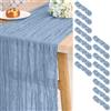 Pesonlook 16 confezioni di runner da tavolo in garza di colore blu polveroso, runner da tavolo in garza rustica boho da 10 piedi di lunghezza, 21,5 x 120 pollici per matrimonio, doccia nuziale, festa