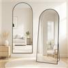Vortisys Specchio a Figura Intera 165 x 60 cm, Specchio da Terra ad Arco con Supporto, Vetro Temperato, Cornice in Lega di Alluminio, Camera da Letto Soggiorno