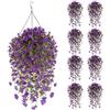 EUWLY Fiori artificiali da appendere piante finte per esterni, falso fiore di vite di viola seta per decorazione interna ed esterna, piante di petunia realistiche resistenti ai raggi UV da appendere per