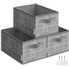 SONGMICS Scatole Portaoggetti Pieghevoli, Set di 3 Contenitori, 30 x 20 x 15 cm, Organizzatori per Armadio, 2 Maniglie, Portaetichette, per Camera da Letto Soggiorno, Grigio Giunco ROB415G01