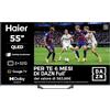 Haier Smart TV 55" QLED 4K Ultra HD S81 Series, Google TV, Dolby Audio, Gaming 120Hz DLG, HDMI 2.1, Chromecast Integrato, Bluetooth 5.1, Design Senza Bordi, Telecomando Vocale, 6 mesi DAZN inclusi