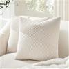 Topfinel Federe Cuscini Divano 45x45 Crema in Velluto Fodera per Cuscino con Cerniera Invisibile Motivo A righe per Soggiorno Camera Balcone Esterno 2 Pezzi