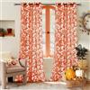MRTREES Tende Trasparenti in Voile Arancione Rossa con Stampa di Foglie per Interni Soggiorno Salotto Bellissime Moderne 2 Pezzi, 140x225 CM, Tenda con Occhielli per Casa Camera da Letto
