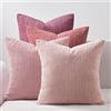 Topfinel Federe Cuscini 60x60cm Velluto a Coste - Set di 4 Copricuscini per Divano, Camera da Letto - Fodere Decorative Rosa