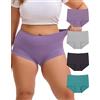 INNERSY Boxer da donna, mutande a grandezza naturale, in cotone, vita alta, boyshorts, confezione da 4 pezzi (EU 44-62), 52-54 Große Größen