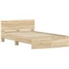 vidaXL Letto matrimoniale con testiera, finitura Sonoma, 137 x 190 cm, realizzato in legno composito