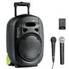 Ibiza - PORT8VHF-MKII-TWS - Altoparlante portatile 8/400W MAX con 1 microfono cablato e 1 microfono VHF, telecomando e custodia per accessori - Bluetooth, USB, SD & TWS - 6-8 ore di autonomia