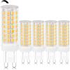 ZYGODLUK Regolabile G9 Lampadine Led 8W, G9 Bianco Naturale 4000K 8W Equivalente 80W Lampada Alogena, AC 220-240V, 88 LEDS Dimmerabile Nessun Sfarfallio Lampadina Led, 5 Pezzi