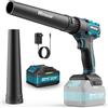 RINOXAR Mini Soffiatore a Batteria, 200 km/h Soffiatore er Foglie Con Batteria 5200mAh, Velocità Regolabile, Motore Brushless fino a 100.000 giri/min, per Giardino, Terrazza e Auto
