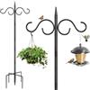 SEGNAYEN Pali e ganci per mangiatoia per uccelli, 2 m, resistente, con base, doppi ganci per pastori, autoportante, per esterni, lanterne, luci da giardino, cesto di fiori, nero, confezione da 1