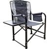 OLPRO Sedia da regista Deluxe - Grigio - Robusta sedia pieghevole per campeggio o giardino con tavolo, portabevande e custodia organizer - Seduta portatile per esterni, supporta 120 kg