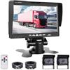 Hikity Kit Telecamera Retromarcia per Auto con Monitor LCD da 7 Pollici+2 Telecamera Posteriore, IP67 Impermeabile Visione Notturna per Camper Caravan LKW 12V-24V con Caricatore per Auto+10&15M Cavo