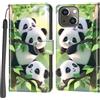 Haninsuze Cover per iPhone 13 / iPhone 14, Custodia Interno TPU Antiurto Portafoglio con Disegni [schede Fessura] [Supporto Stand] Cover Libro in PU Pelle (panda)