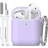 R-fun Custodia per Airpods 1a/2a generazione (2016/2019),Cover Airpods protettiva in morbido silicone con LED visibile sulla parte anteriore,con kit di pulizia,Banana viola
