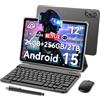 Blackview Mega2 Tablet 12 Pollice Android 15 Tablet con Tastiera, 24GB RAM 256GB ROM con SIM 4G, 2K FHD+, Gemini AI, 9000mAh, Doppia fotocamera, Widevine L1, GPS, Face ID, Mouse, Custodia, Penna