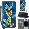 Haninsuze Cover per iPhone 15 Pro, farfalla dorata | Pelle PU Portafoglio, Porta Carte, Magnetica, Libro, Antiurto Custodia