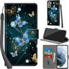PHINIENLAND Cover per Samsung Galaxy S21 FE PU Pelle Custodia Flip Farfalla