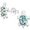 Zenvie Orecchini a lobo a forma di tartaruga in argento Sterling con cristalli, 10 mm x 9 mm, confezione regalo inclusa, 7mm, Argento sterling, Non pietra preziosa