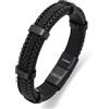 Dada Gioielli - Bracciale Uomo Acciaio e Vera Pelle Design Sportivo Pneumatico Auto Moto Idea Regalo Uomo Chiusura Magnetica Regolabile (Full Black)
