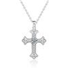 Byourcher Collana da donna con ciondolo a forma di croce placcata in moissanite, in argento Sterling 925, ipoallergenica, regalo per festa della mamma, compleanno, matrimonio, 50CM Chain, Argento