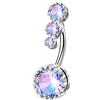 OUFER, piercing per ombelico in acciaio chirurgico 316L, con zirconia cubica trasparente