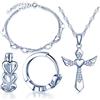 Yumilok Yumi Lok in argento Sterling 925 zircone Cuore Croce Charm Collana Bracciale Orecchini a cerchio gioielli set collana con ciondolo collana orecchini set per donna ragazza
