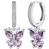 Bestyle Alessandrite Orecchini Argento 925 Donna Orecchini a Farfalla Orecchini a Cerchio Antiallergico Regalo Compleanno San Valentino