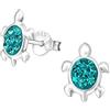 Zenvie Orecchini a lobo a forma di tartaruga in argento Sterling con cristalli, 10 mm x 9 mm, confezione regalo inclusa, 7mm, Argento sterling, Non pietra preziosa