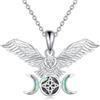 KZX Eagle Collana Flying Eagle Abalone Collana in argento Sterling 925 con nodo celtico irlandese, con ciondolo a forma di nodo della strega, Argento sterling, Abalone