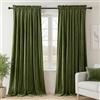 Dchola Tende in velluto verde oliva per finestra della camera da letto, super morbide, vintage lussuose, tende oscuranti per soggiorno, larghezza 132 x lunghezza 213 cm, 2 pannelli