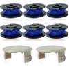 AUMEL 6 Pezzi Bobine di Filo di Ricambio con Coperchio Bobina per Ryobi One AC14RL3A Olt1832 Rac124 OLT1825M P2000 Filo Rivestito per Ryobi 18 V, 24 V, 40 V Bobina per Tagliaerba 5132002434