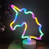 ENUOLI Lampada da notte colorata a LED con unicorno magico e al neon, con base, decorazione da tavolo per feste di compleanno, vacanze, matrimoni