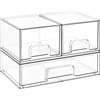 Vtopmart Set di 3 Organizer Cassetti, Cassetti per Armadio Interno, Trasparente Cassettiera Plastica, Scatola Porta Oggetti con Cassetti, Organizer per il Bagno, Tavolo da Toeletta, Scrivania