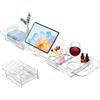 MUSLONG Mensola per vasca da bagno in acrilico, vassoio per vasca da bagno allungabile, vassoio per vasca da bagno per iPad e libri, accessori per vasca da bagno, mensola per vasca da bagno, regalo