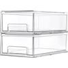 TIE-DailyNec 2 Pezzi Grande Organizer Cosmetico in Acrilico, Organizer Trucchi Cassetti Trasparente, Contenitori per Frigorifero con Cassetto Estraibile per Cosmetici, Bagno, 33,5 x 20,5 x 11 cm