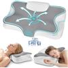 Levesolls Cuscino Cervicale 2 in 1 in Memory Foam Ergonomico, per Dormire su Fianco, Schiena e Stomaco, con Federa Sfoderabile e Lavabile, 61x41x12/13 cm (Grigio)