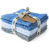 LA CASA DELLE COSE Set 6 Lavette Viso 100% Cotone Spugna 33x33 cm 555 GSM - Asciugamani Piccoli Bagno Morbidi e Assorbenti - Lavette Grandi Premium Colorate per Mani e Viso (Blu Polvere&Grigio)