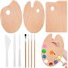 VEPEPE 10 Pezzi Foro per Il Pollice Tavolozza in Legno Kit, 3 Stampi Tavolozza per Dipingere in Legno 30 x 20 cm con Coltello per Pittura in Plastica, Ovale Legno Mazzetta Ral per Pittura Acquerello