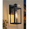 FTL Lampada da Esterno con Sensore di Movimento E27, 3 Modalità di Applique Lanterna da Parete Esterno Moderno con Rilevatore di Movimento, Nero Luci da Esterno a Parete, IP44 Impermeabile