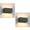 ledscom.de 2 applique CUBEL per esterni, antracite, IP65, illuminazione verso l'alto e verso il basso, rettangolari, incluse 2 lampadine a LED da 4,1 W ciascuna, 501 lm, bianco caldo