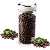 Flearitzo Barattolo Caffè 1700ml Ermetico in Vetro Borosilicato con Valvola | Contenitore per chicchi di caffè con tenuta stagna, indicatore data, guarnizione in silicone per aroma e freschezza