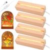 BAIFULAI 4 piedistalli LED in legno, 20 cm, base in legno, base luminosa con interruttore USB, colori caldi, base luminosa, base per display per 3 mm di spessore, piastra in acrilico, cristalli di