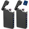 Leikurvo Accendino elettronico USB, 2 pezzi, accendino elettrico USB ad arco elettrico, a LED, doppio arco elettrico, con indicatore della batteria, antivento, al plasma, con confezione regalo (nero opaco)