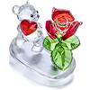 H&D HYALINE & DORA H&D Hyaline&Dora Cristallo amore fiore orso figura vetro ornamento per decorazione regalo accessorio cristallo trasparente con accenti verdi e rossi