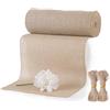 ARDFFA Runner da tavola in iuta, 30 cm x 10 m, 100% naturale, tagliabile, con 20 m di spago di iuta, per matrimoni, feste in fattoria, comunioni, decorazione da tavolo rustica fai da te
