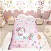 Homemissing Set di biancheria da letto con copripiumino con unicorno rosa sognante per ragazze e bambine, con unicorno magico e fata, 135 x 200 cm