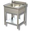 Ristoattrezzature Modello: 103891996,Lavello in acciaio inox 50x60x85h cm 1 vasca con alzatina EC