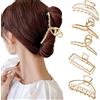 Generic Confezione da 5 Mollettone Capelli Donna, Antiscivolo Metallo Pinza Capelli Donna, Oro Pinze per Capelli, Fermaglio Capelli Donna Elegante