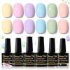 Shining She Smalto Semipermanente Unghie,6 Colori Estate Pastello Caramella Rosa Blu Verde Viola Giallo Smalti Semipermanenti per unghie Soak-Off UV/LED Smalto Unghie Nail Art Salone DIY, 8ML